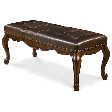 Tufted Upholstered Bed Bench with Scroll Legs